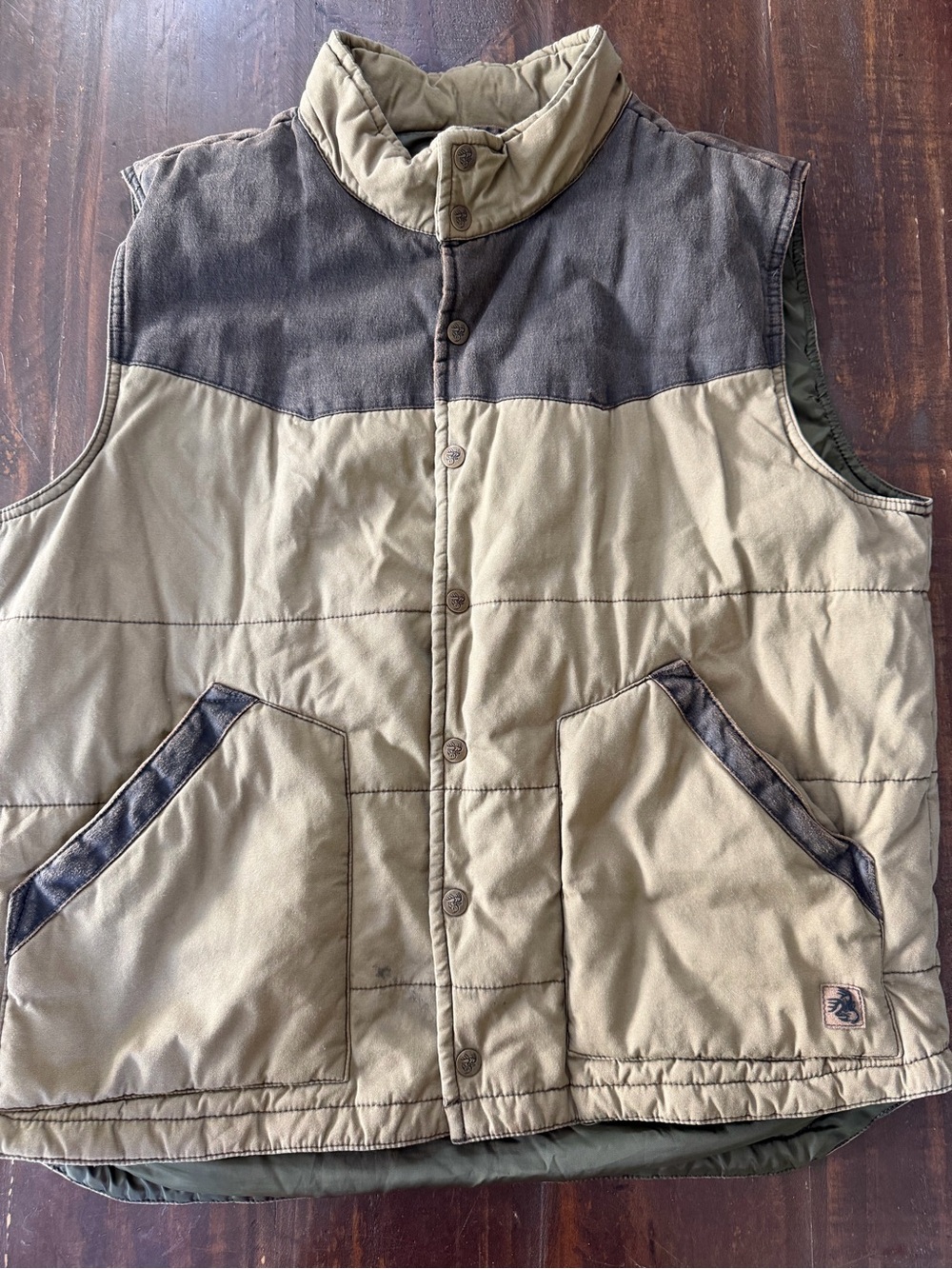 Legendary Whitetails Olive & Tan Quilted Puffer Vest - L